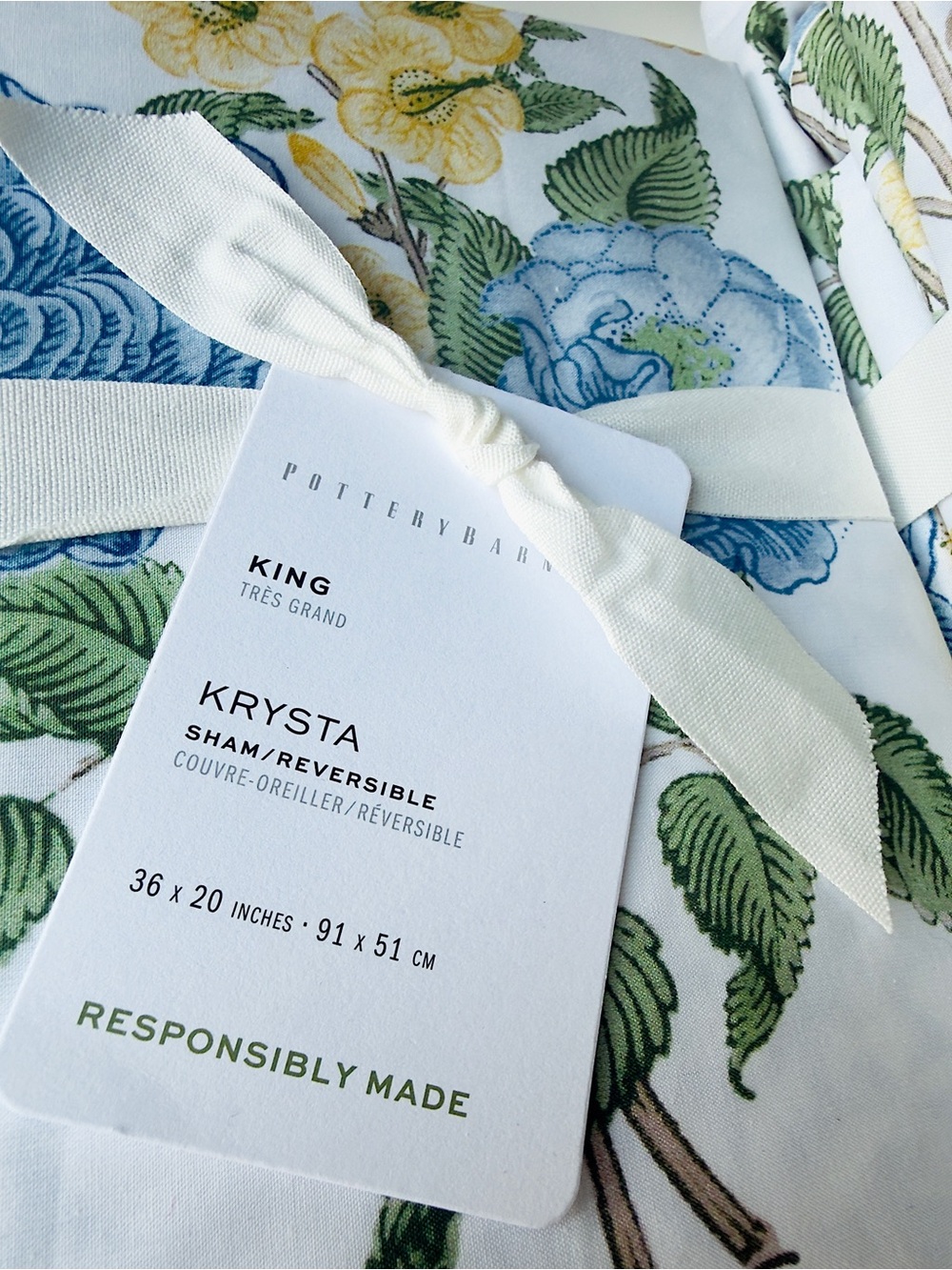 Pottery Barn K/CK Krysta Floral Reversible Percale Duvet Cover, King Shams, NWT - Picture 7 of 9